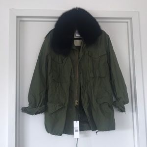NWT Elizabeth & James Military Jacket with Fur